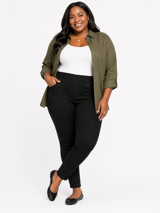 Lee Denim - Lee Women's Plus-Size Sculpting Slim Fit Skinny Leg Pull on Jean Size 24W Short